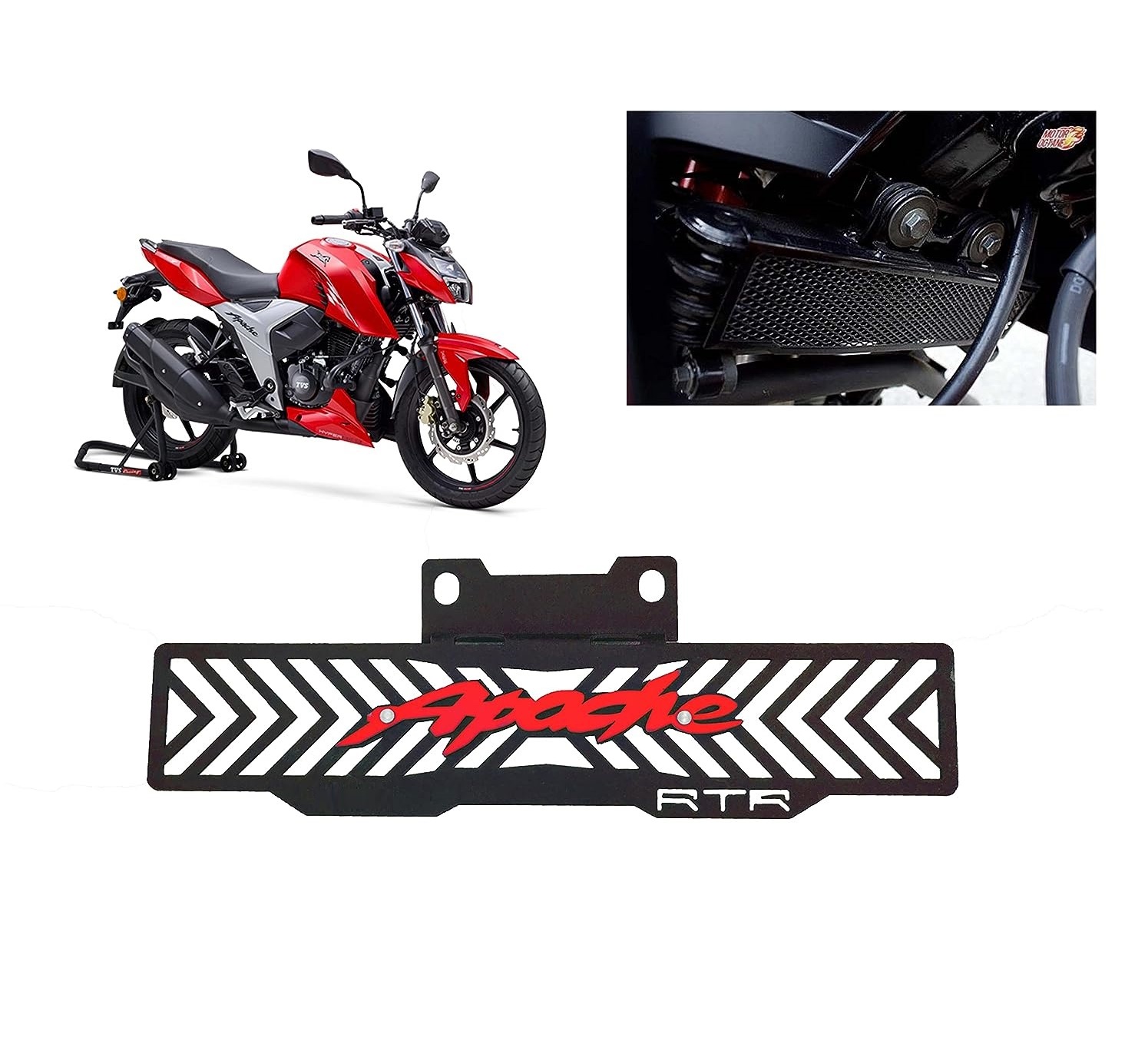 Apache RTR 160 RTR 200 4V Radiator Guard Red Logo » Autosparehub